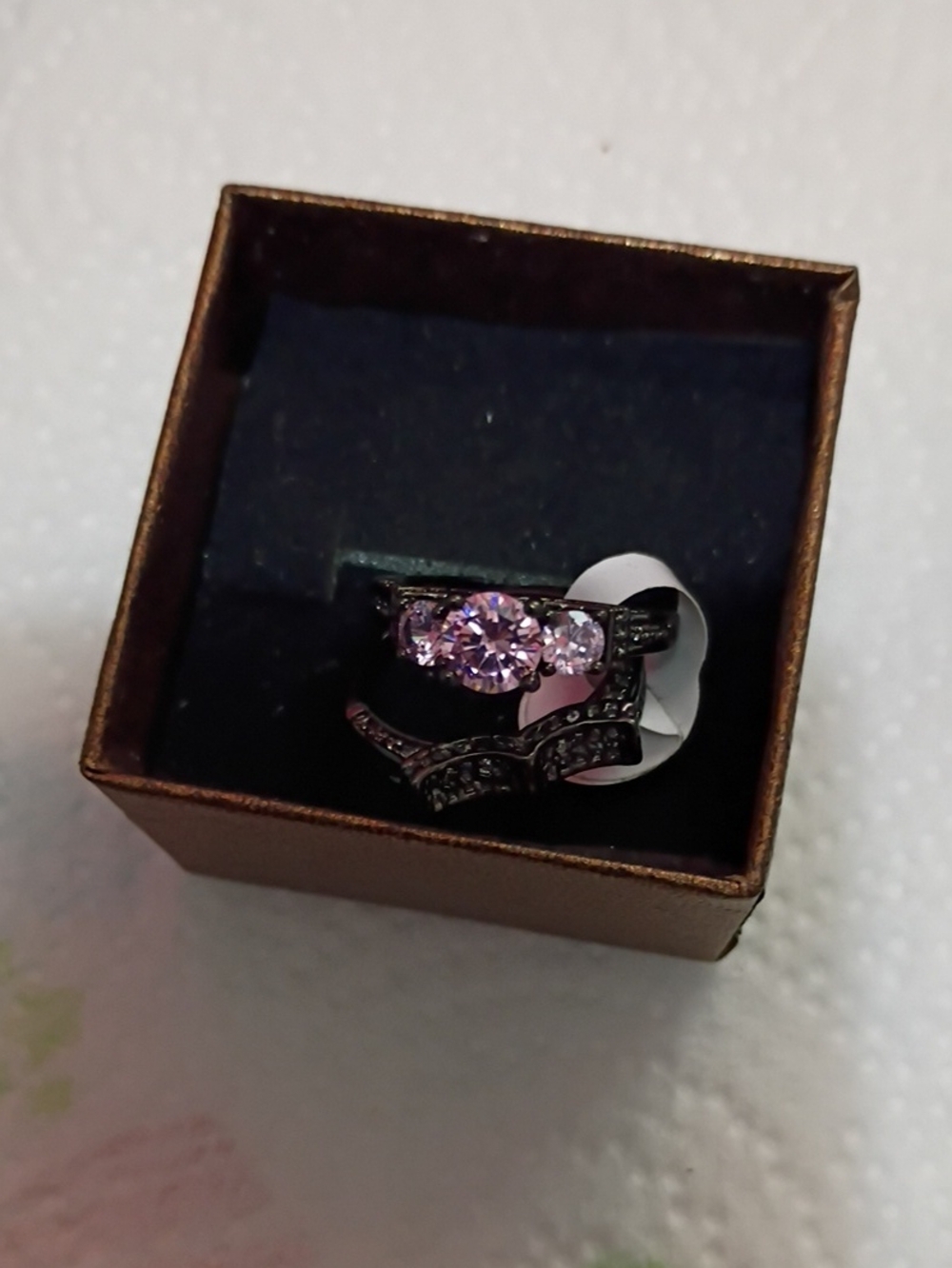 (Bonus Jewelry included‼️3 Pink Rhinestone Wedding & Engagement Rings Sz 8 - Picture 5 of 5